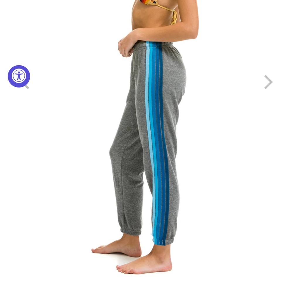 Aviator Nation: 5 STRIPE SWEATPANTS - HEATHER GREY // BLUE